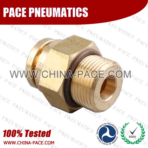 Metric Thread Male Straight DOT Push To Connect Air Brake Fittings, DOT Push In Air Brake Tube Fittings, DOT Approved Brass Push To Connect Fittings, DOT Fittings, DOT Air Line Fittings, Air Brake Parts
